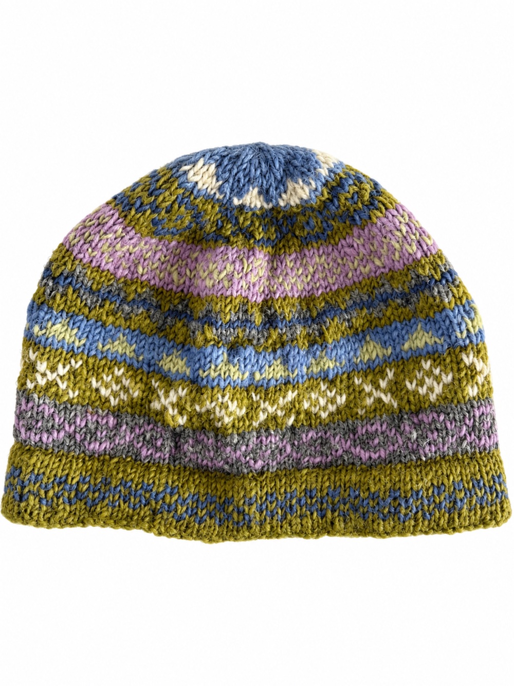Pachamama Fair Isle 100% Wool Fleece Lined Beanie Hat Multicolor